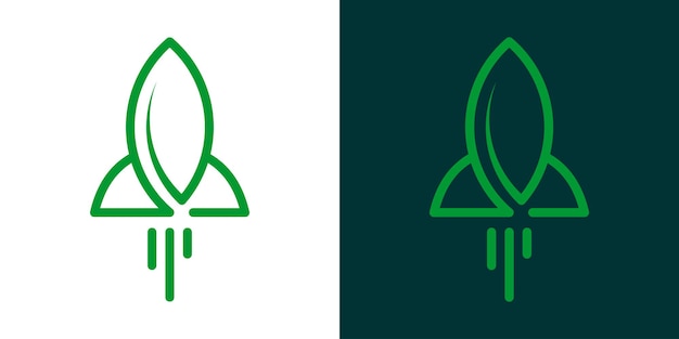 Creative line rocket and leaf icon vector illustration