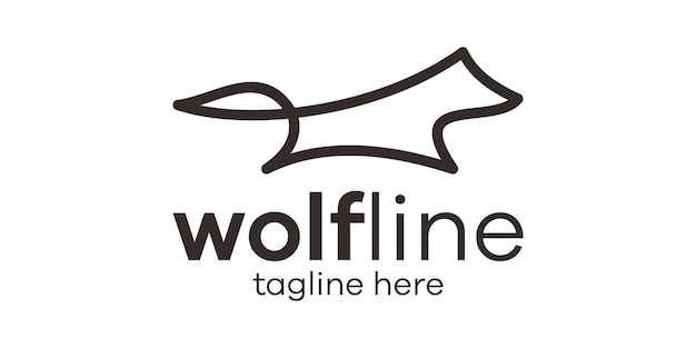Креативная линия логотипа волка простая иконка векторной иллюстрации