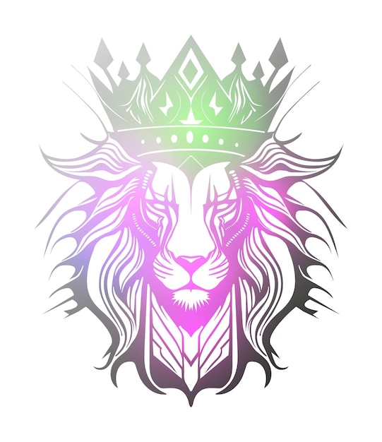 Vector creative lion crown tatto vector design