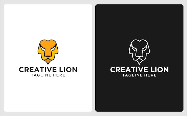 Vector creative lion line art full color modern abstract 1