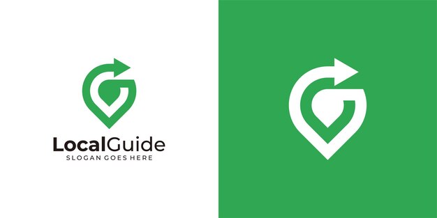 Creative Local Guide Logo Location Map Pin Point Route with Modern Minimalist Style Direction