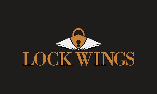 Vector creative lock with wings logo design