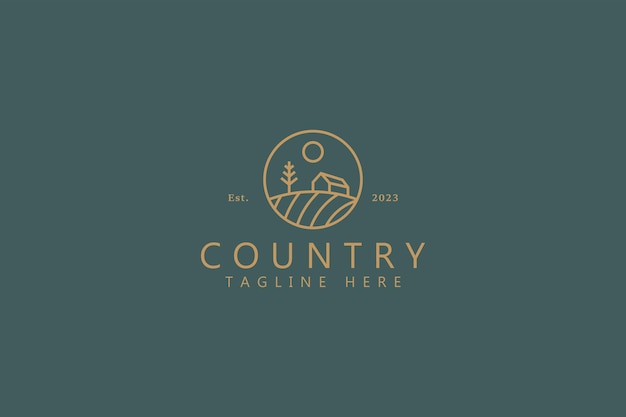 Creative logo badge country view landschap bij cirkelvorm