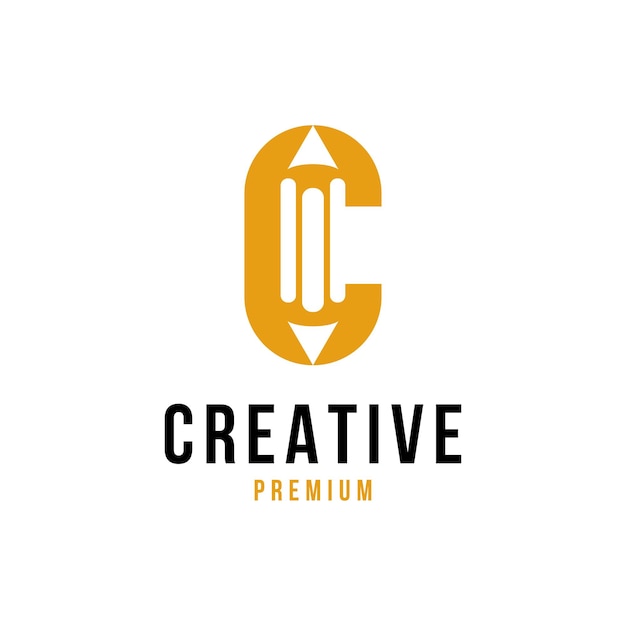 Creative logo C letter as pencil icon vector