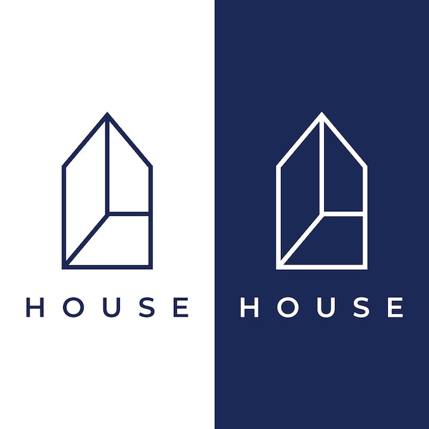 A creative logo design for a monogram or geometric house or residential building in a flat and linear style logo for property building construction architecture and business