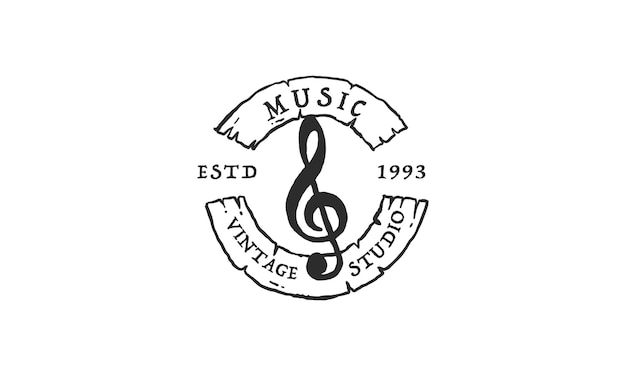 Creative logo design and Unique symbol with music note Vintage Label Logo Design