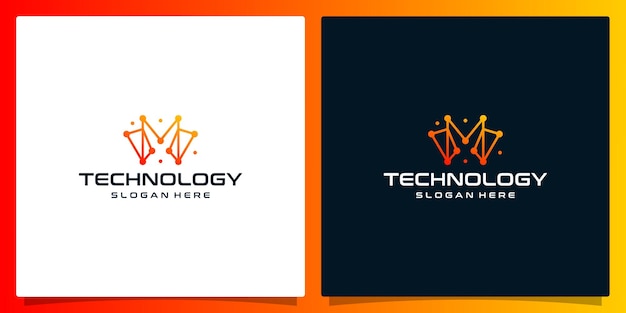 Креативный логотип буквица м абстрактный с технологическим стилем и градиентным цветом premium векторы