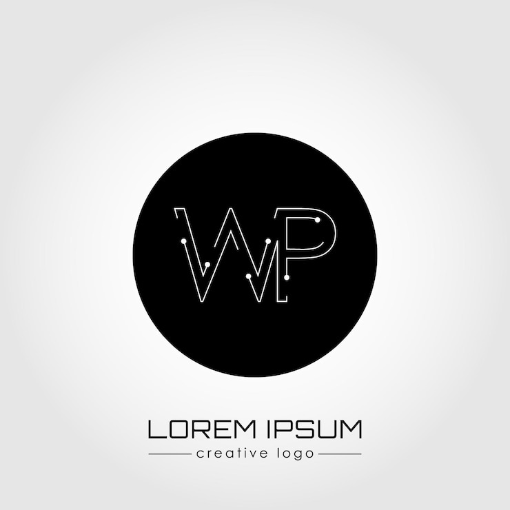 Vector the creative logo is the letter w and p a design element of a logo business card corporate sign or monogram the idea of a thematic design