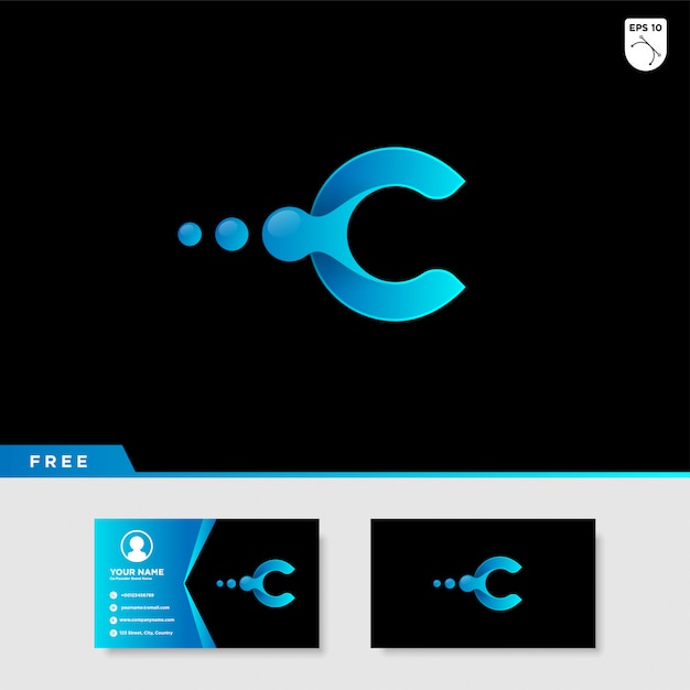 Logo creativo della lettera c con colore sfumato
