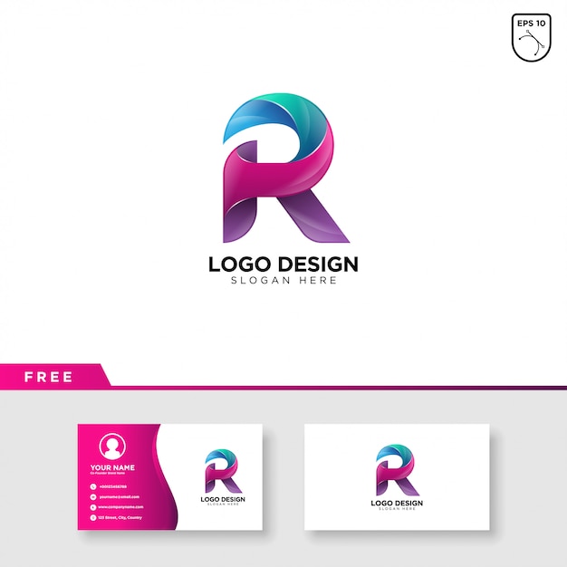 Creative logo of letter r with gradient color