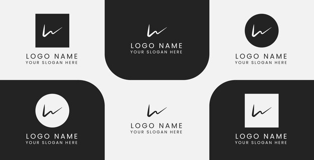 Vector creative logo of letter w in 3 different appearances