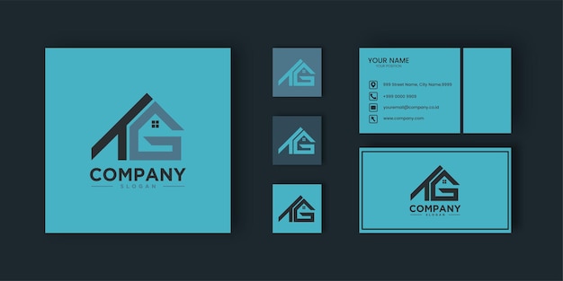 Vector creative logo t and g shaped house in blue color