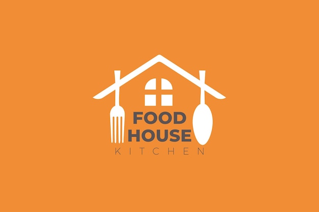 A creative logo template featuring an idea for home cooking and home food, presented in a logotype