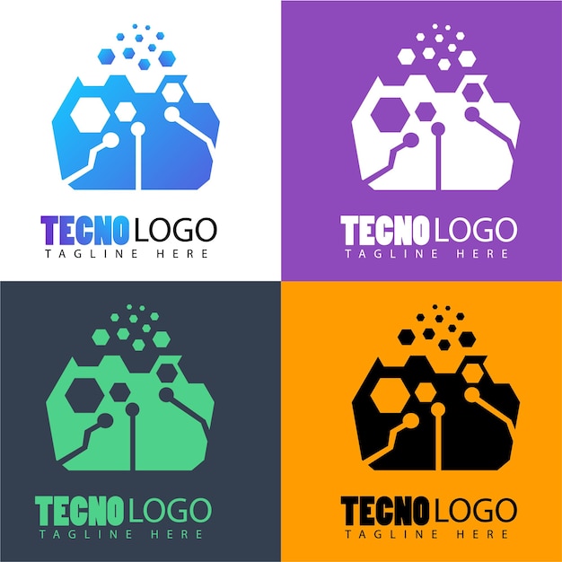 Creative logo vector design abstract with technology style and gradient color. Premium vector teampl