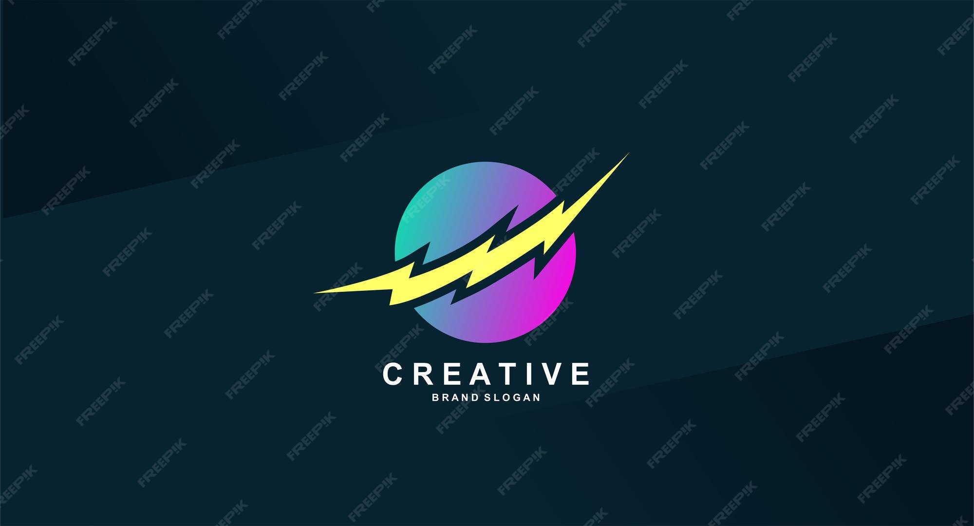 Premium Vector Creative Logo With A Circle And Lightning Bolt premium-vector-creative-logo-with-a-circle-and-lightning-bolt