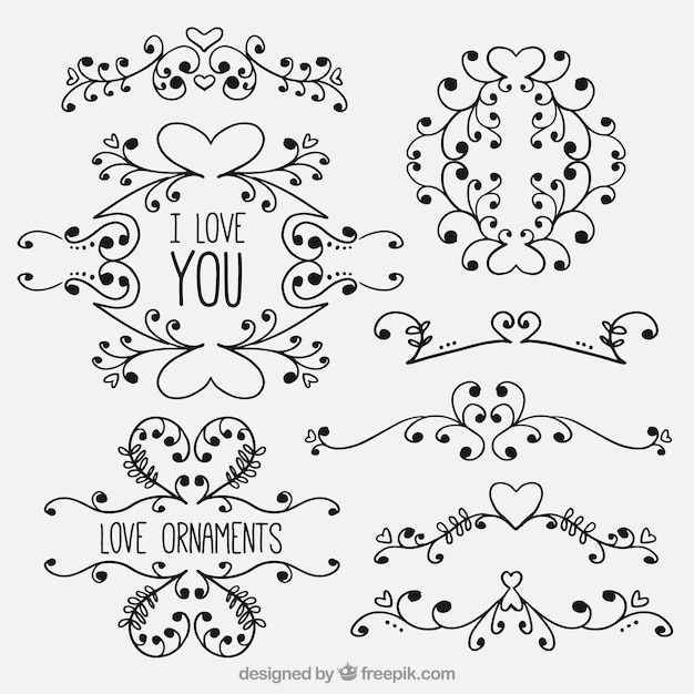 Vector creative love ornaments