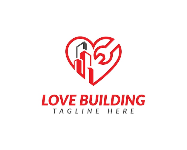 Vettore creative love real state construction business e progettazione del logo dell'azienda