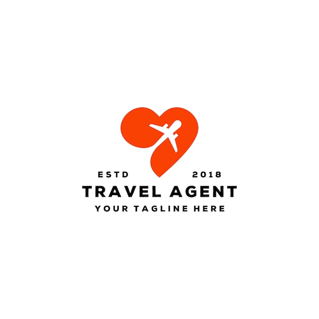 Creative love travel agent logo design