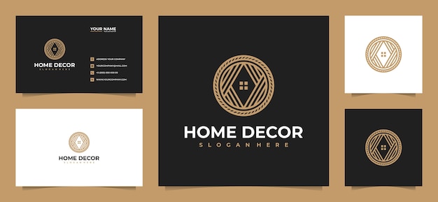 Creative luxury home decoration logo design with business card