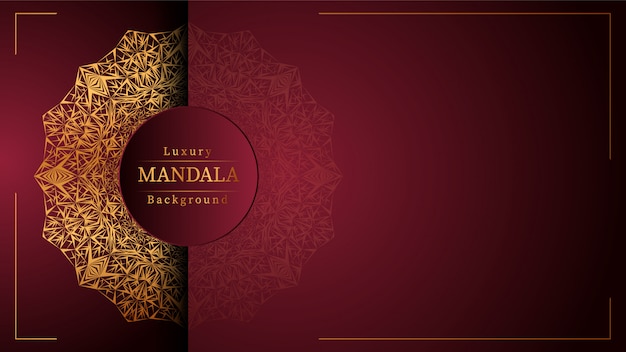 Creative luxury mandala banner background with golden arabesque decoration