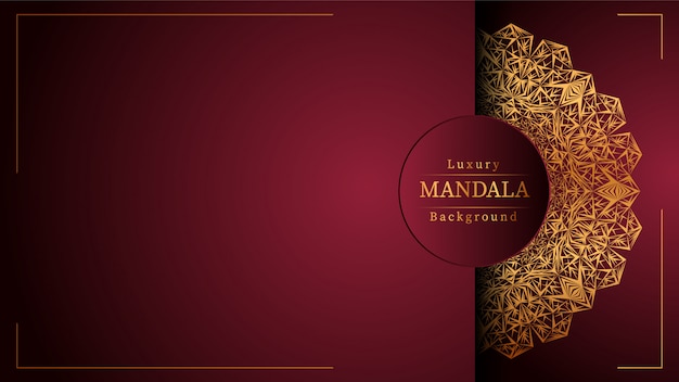 Sfondo di banner di mandala di lusso creativo con decorazione arabesca dorata