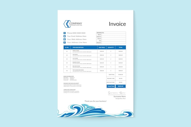 Creative luxury payment receipt invoice template
