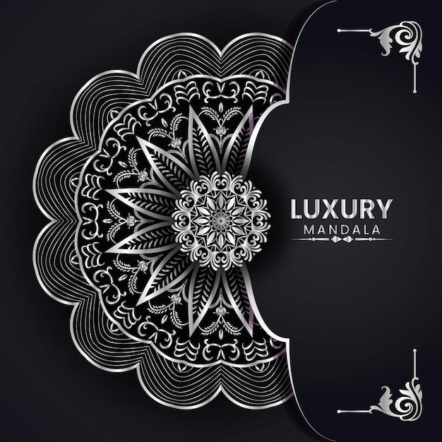 Creative luxury white mandala background Premium Vector