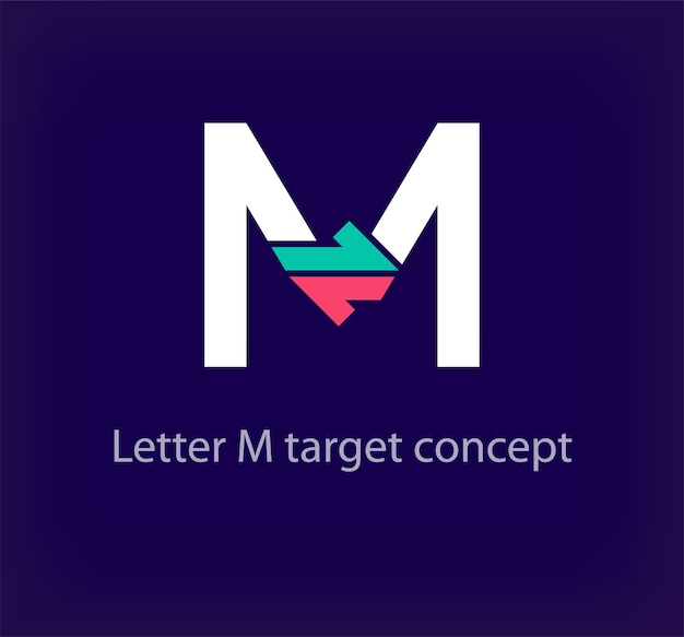 Design creativo del logo della lettera m con freccia logo unico e colorato della società logistica aziendale
