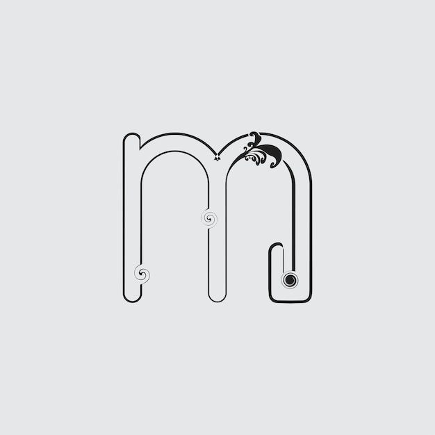 Creative m letter flower vector design.