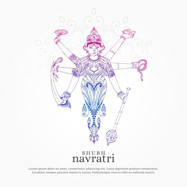 Creative maa durga illustration for navratri festival