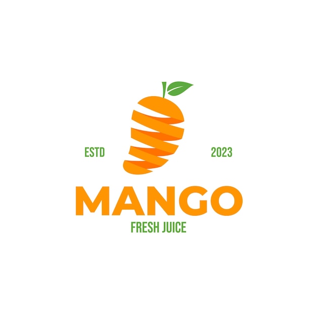 Idea creativa dell'illustrazione di concetto di vettore di progettazione di logo organico della frutta del mango