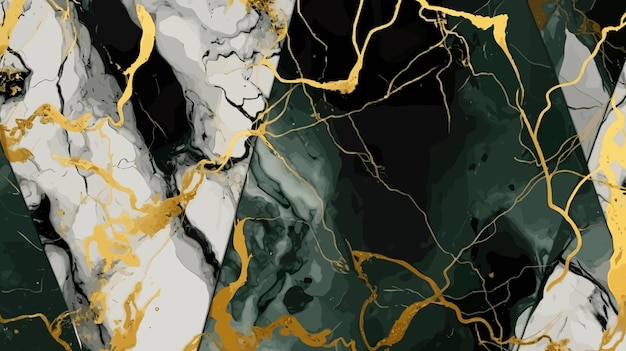 Креативный мраморный фон с золотыми деталями фон сине-зеленых чернил