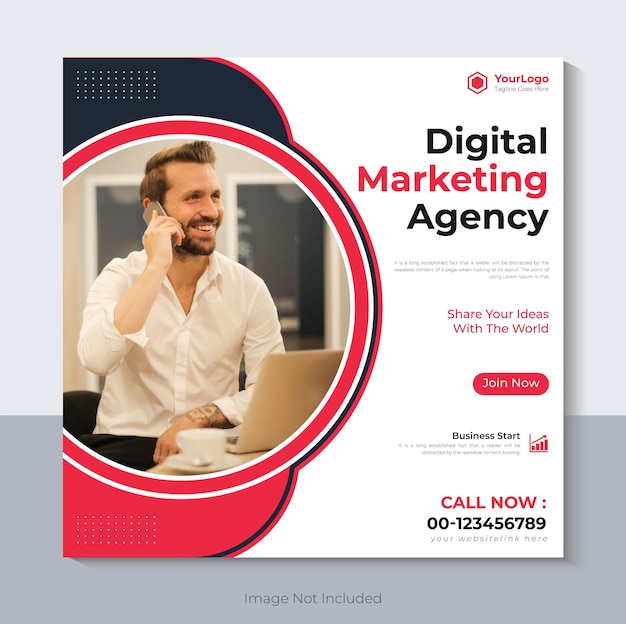 Creative marketing agency banner, corporate social media post template