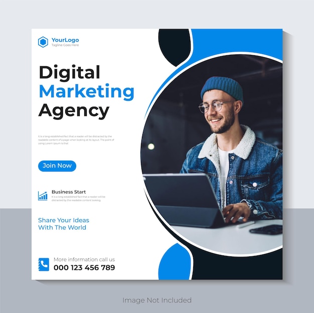 Creative marketing agency banner design, corporate social media post template