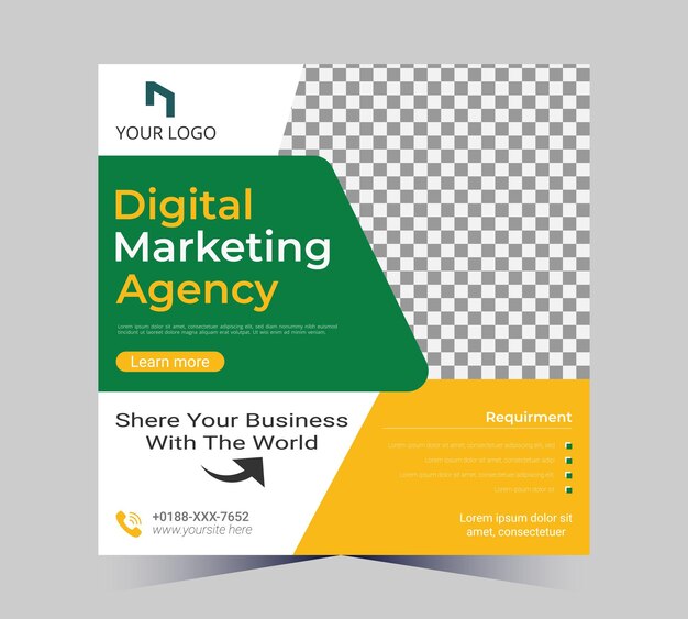 Creative marketing agency corporate business square social media post banner