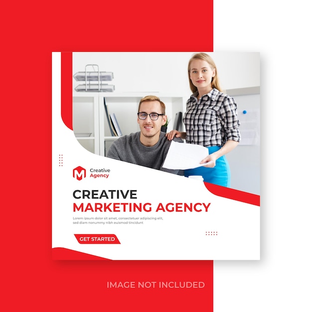 Creative marketing agency and corporate social media post free vector template