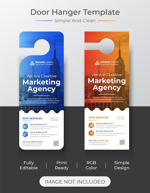 Creative marketing agency door hanger template