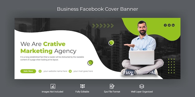 Creative marketing agency facebook cover banner template