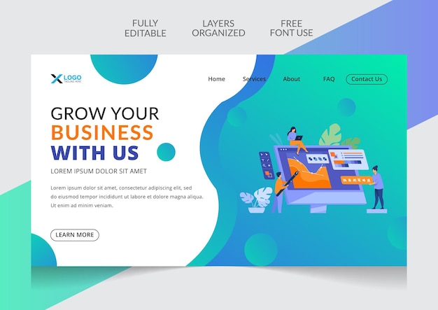 Vector creative marketing agency landing page design editable template