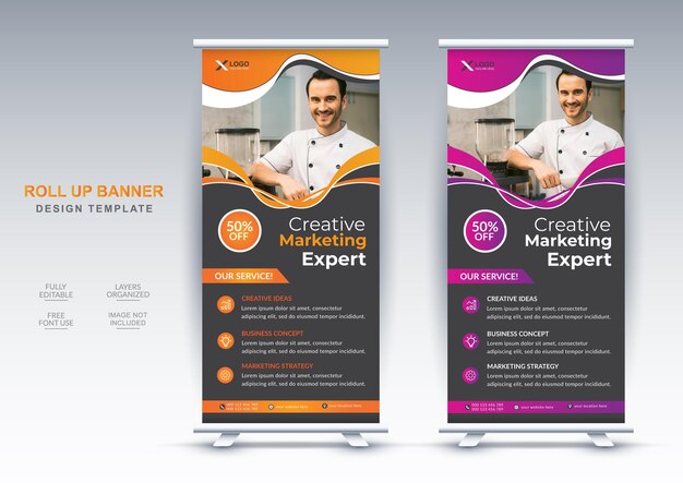 Creative Marketing agency roll up banner design template