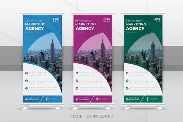 The creative marketing agency roll up standee banner template design