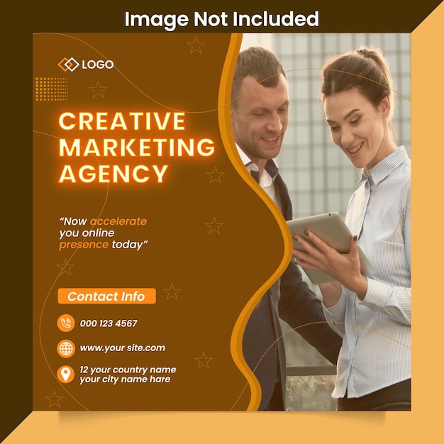 Creative marketing agency social media ad post design premium vector