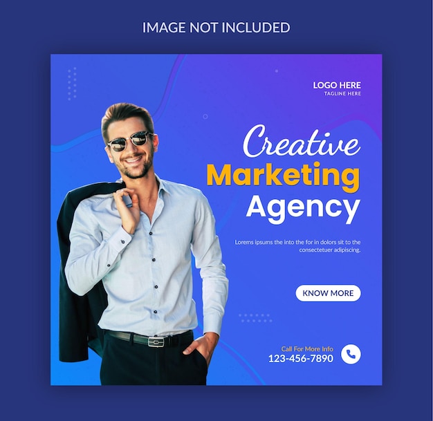 Креативное маркетинговое агентство в социальных сетях и шаблон поста в instagram