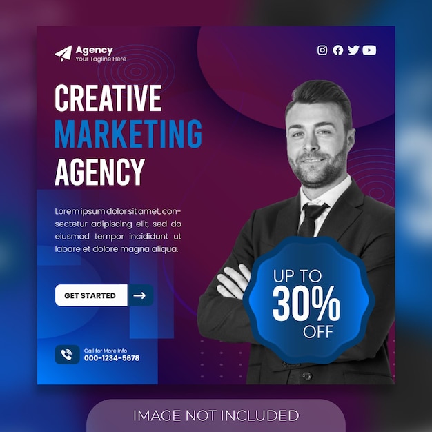 Vector creative marketing agency social media and instagram post template