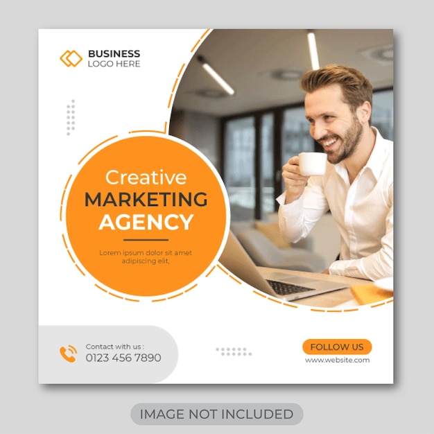 Creative marketing agency social media post design template premium vector