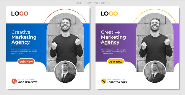 Creative marketing agency social media post design web banner template