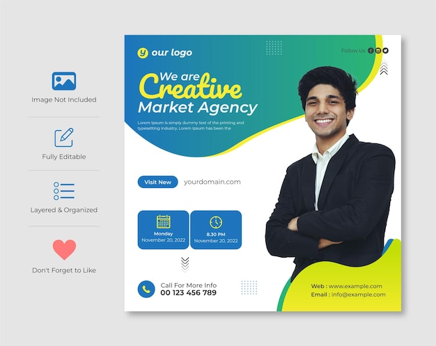 Creative marketing agency social media post template