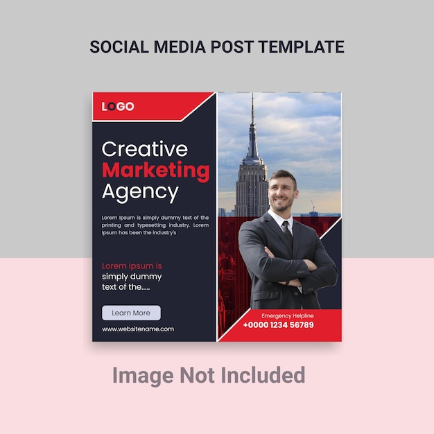 Vettore modello di post sui social media dell'agenzia di marketing creativo