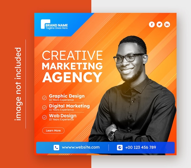 Creative marketing agency social media template EPS