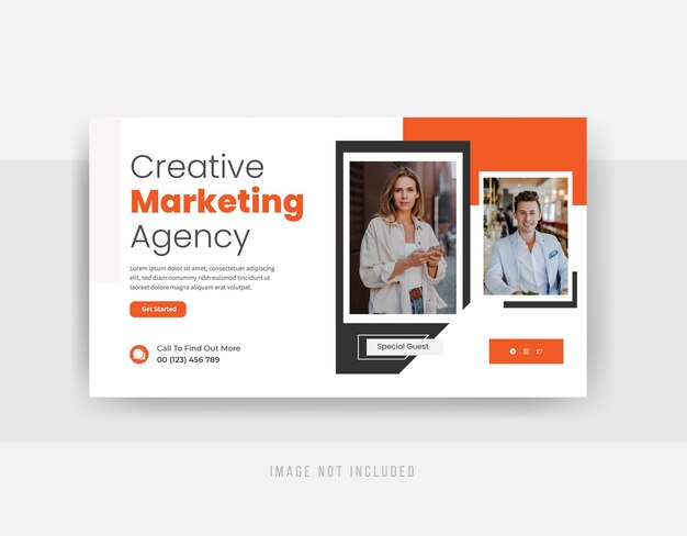 Creative Marketing agency YouTube thumbnail design premium vector